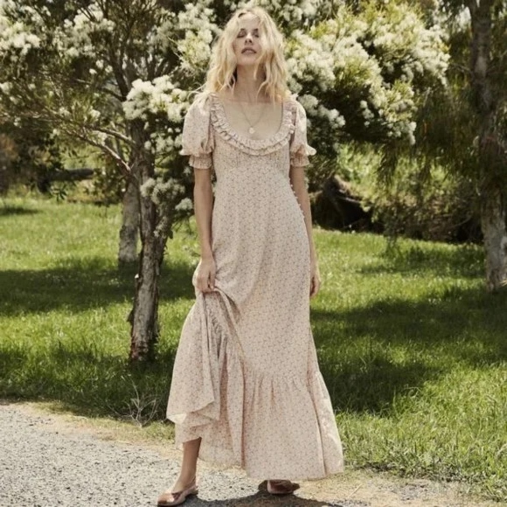 Doen Pale Pink Floral Maxi Dress